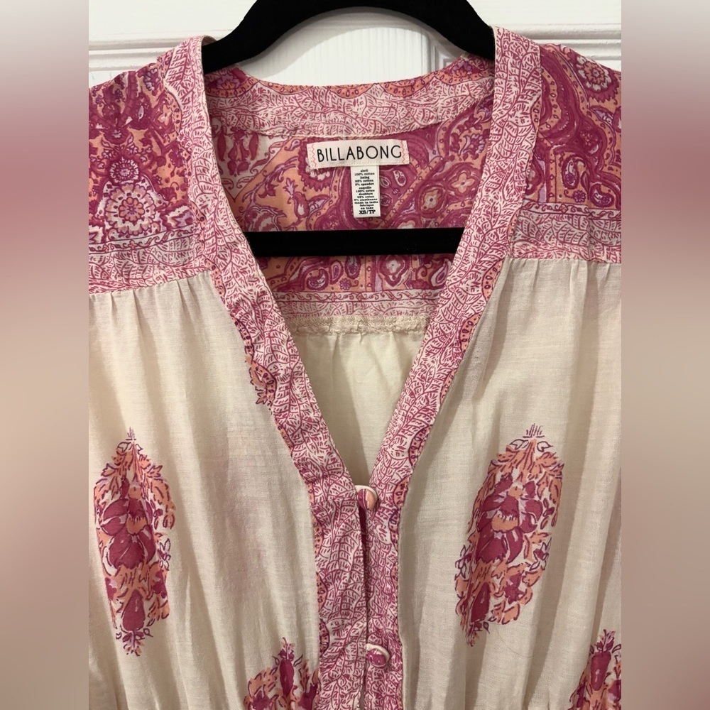 Billabong Pink and Cream Patterned High-Low Dress - Picture 2 of 5